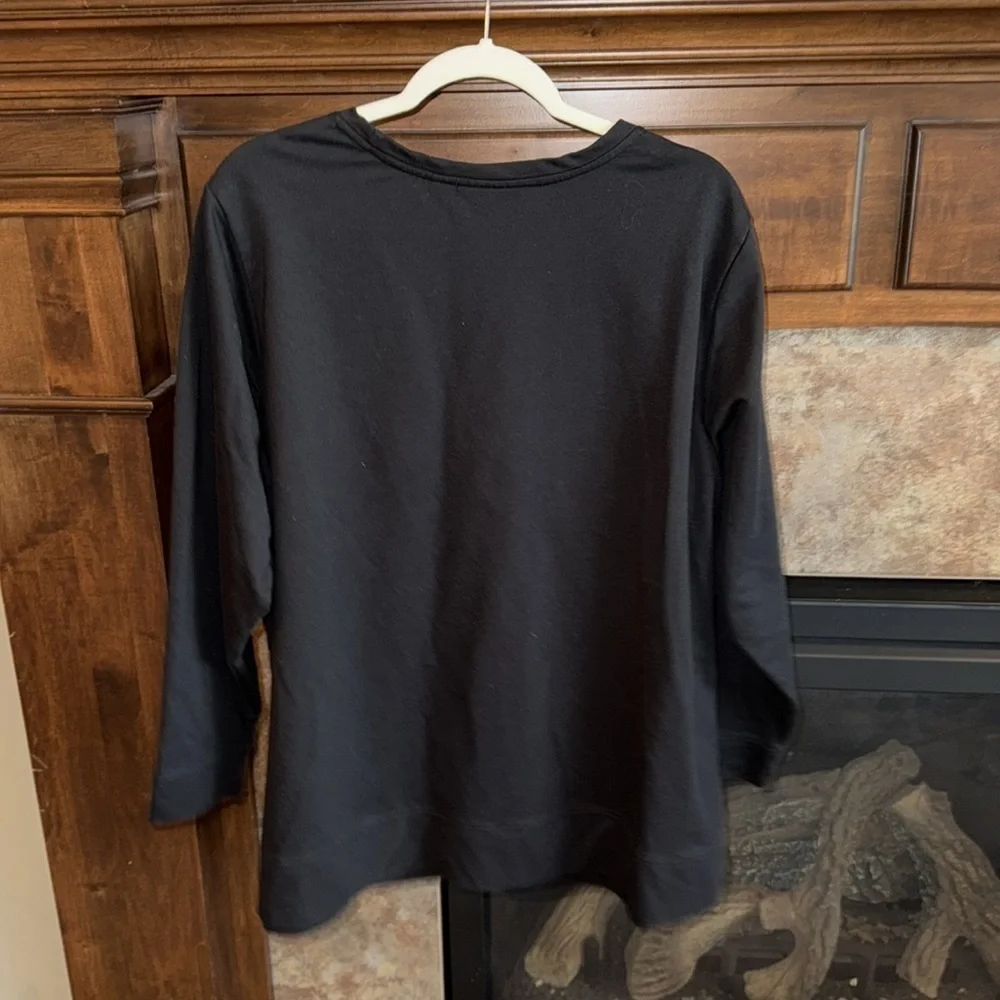 Embellished bejeweled Quacker Factory black crew neck sweatshirt size 2X